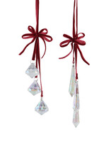 Decoris Red Velvet Bow With Hanging Crystals - Price is for one