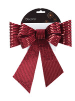 Decoris Maroon Red Bow With Sequins 17cm