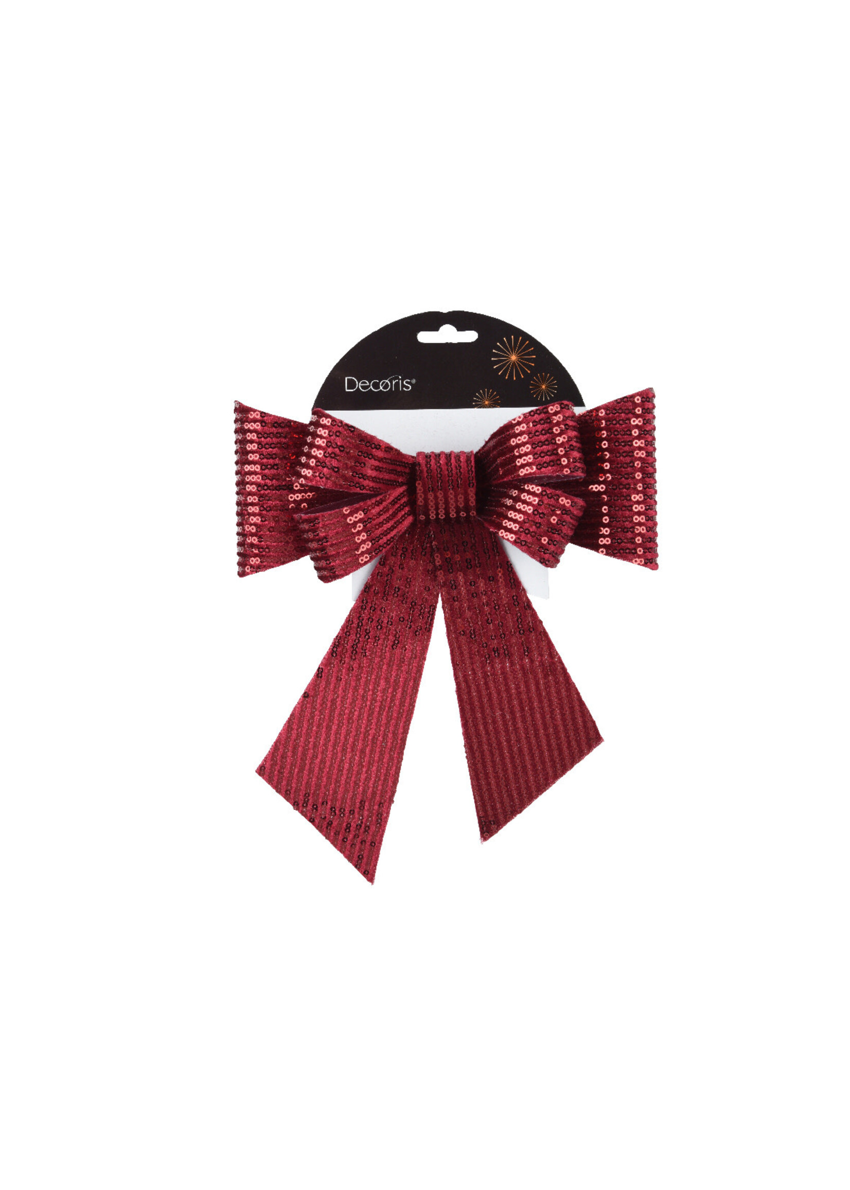 Decoris Maroon Red Bow With Sequins 17cm