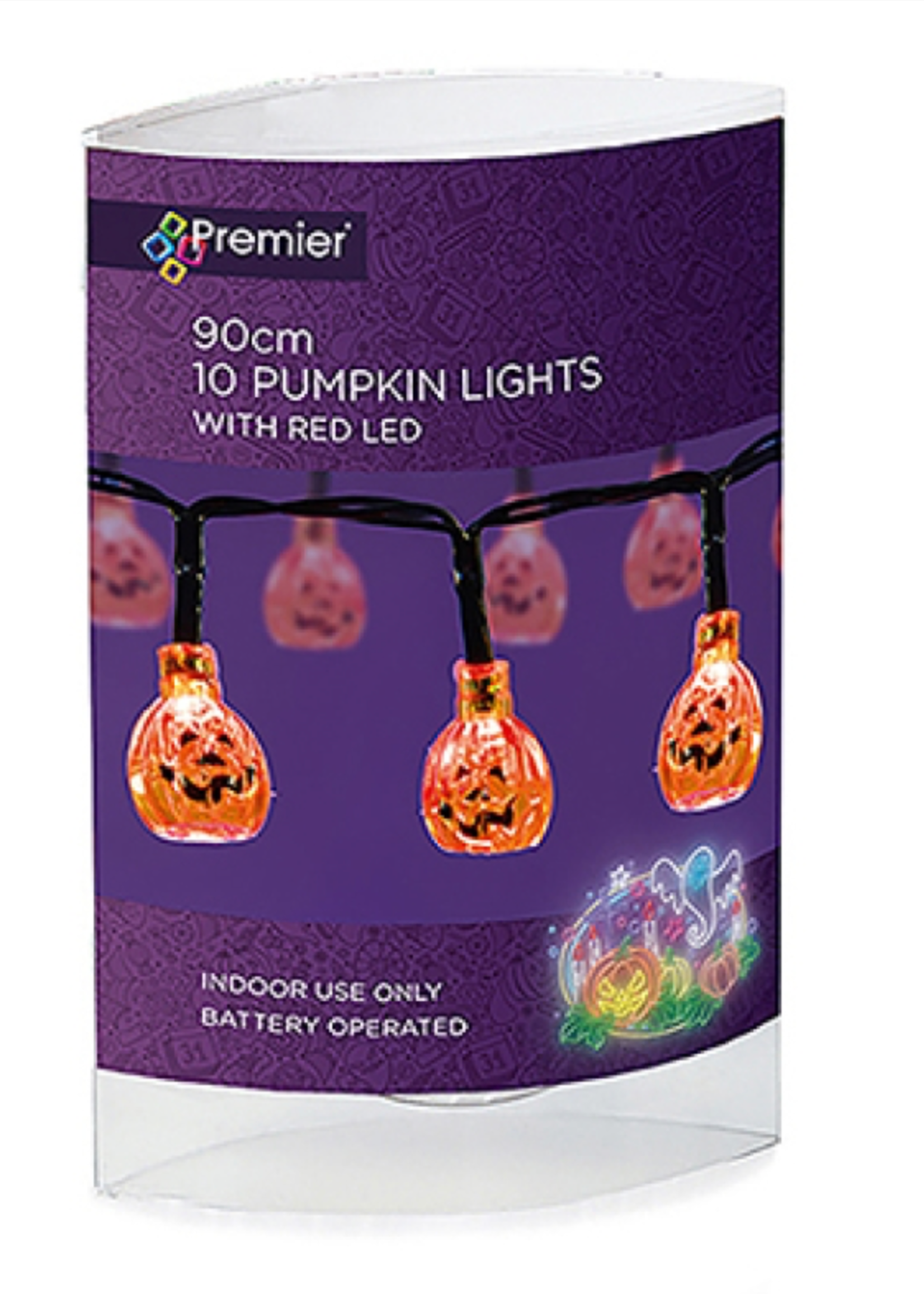 Premier Pumpkin Battery Lights - 10x Red LEDs Indoor