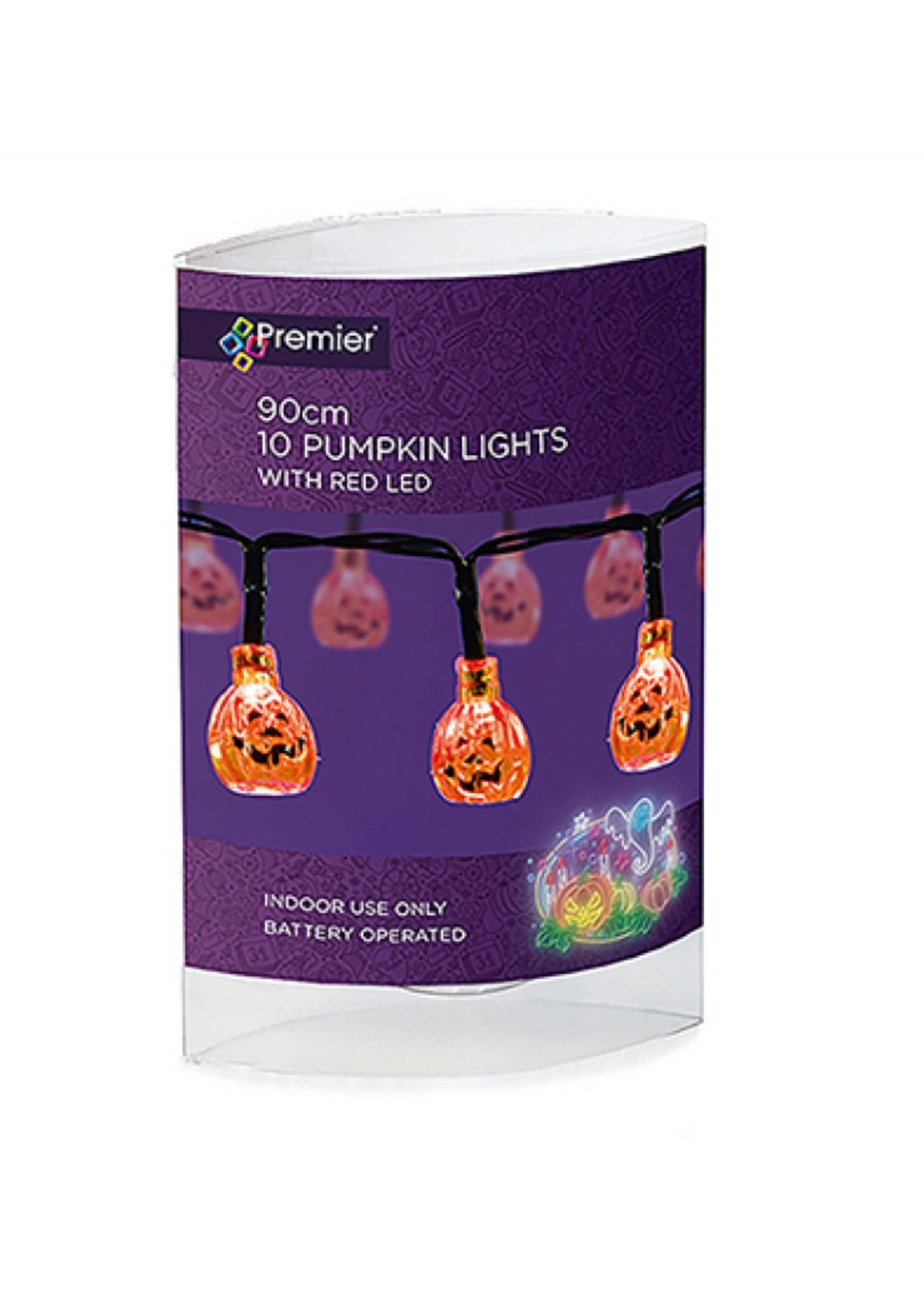 Premier Pumpkin Battery Lights - 10x Red LEDs Indoor