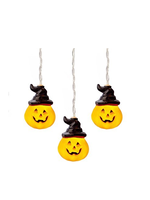 Premier Pumpkins With Witches Hat 10 LED Warm White Lights