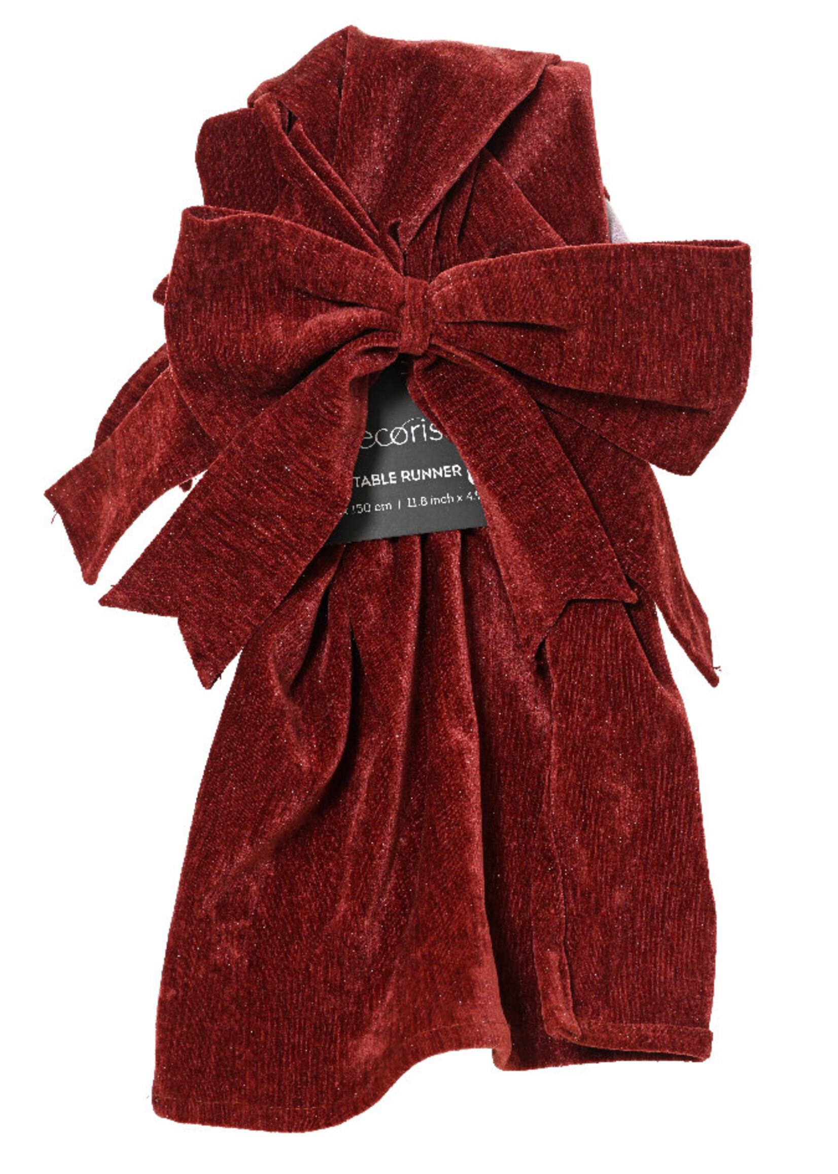 Decoris Red Velvet Bow Table Runner 140cm