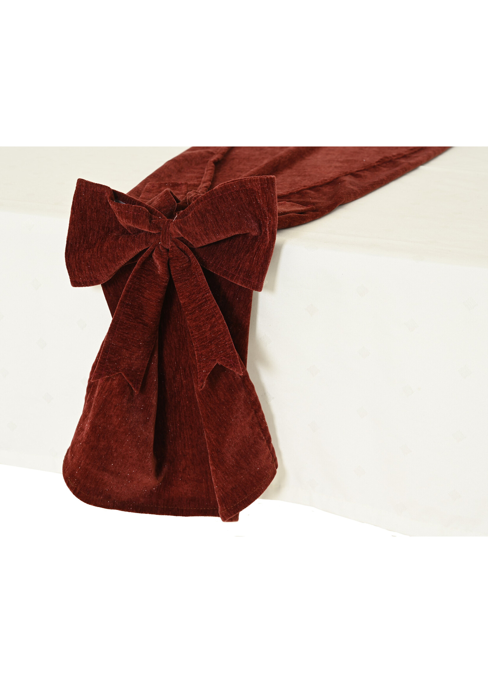 Decoris Red Velvet Bow Table Runner 140cm