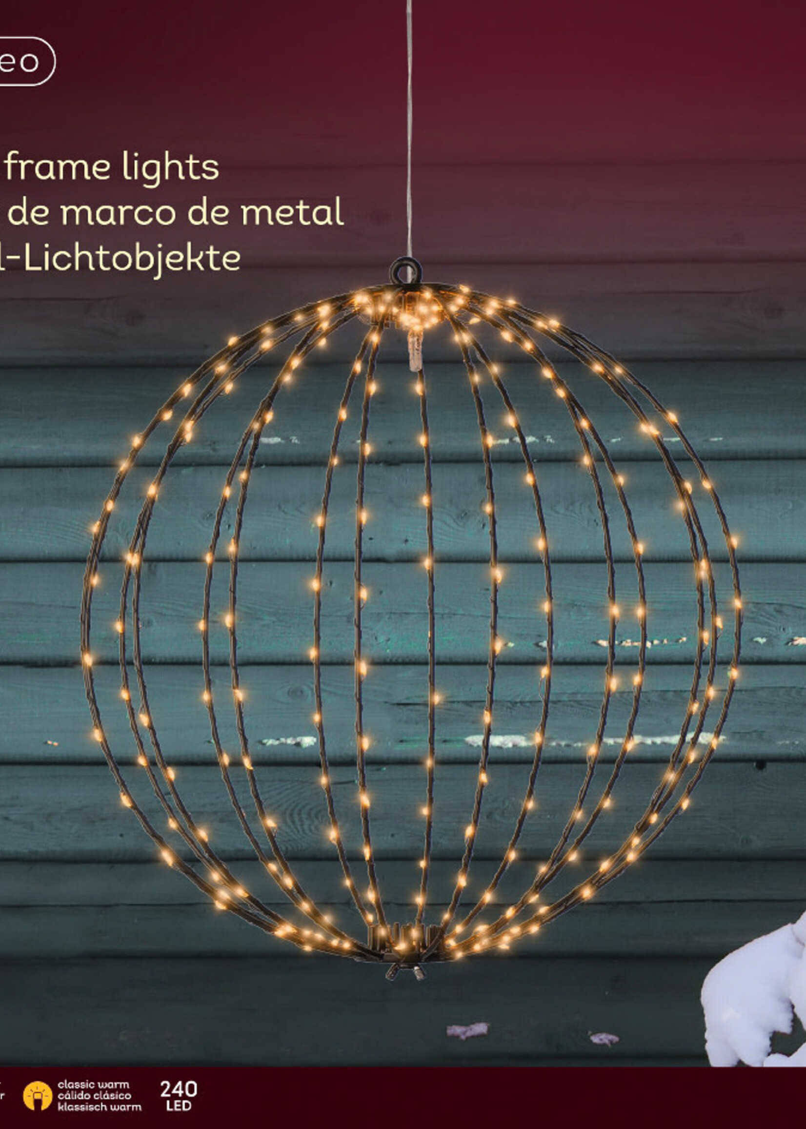 Lumineo Light Up Black Wire Globe - Classic Warm 38cm 240 LED