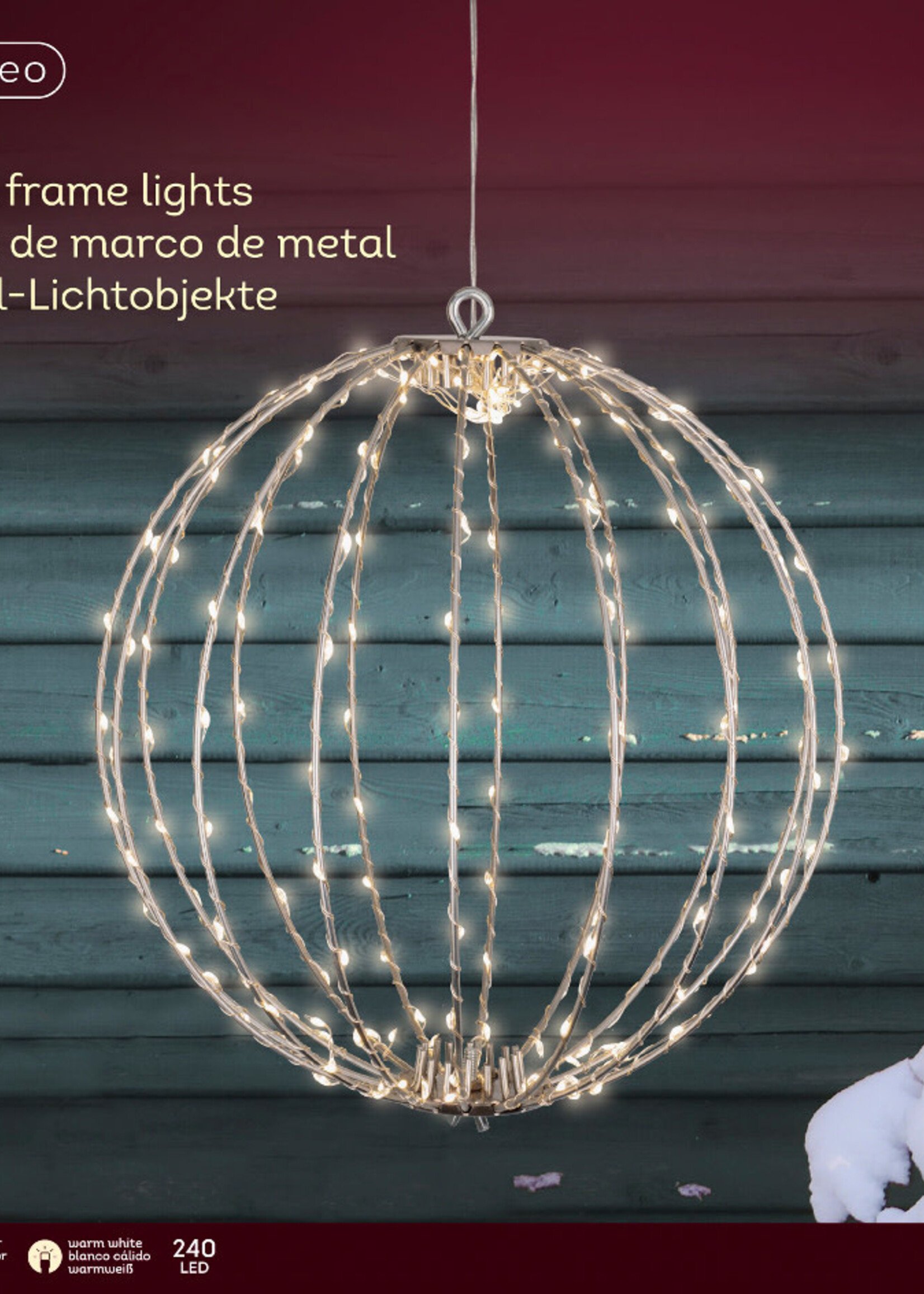 Lumineo Light Up White Wire Globe - Warm White 38cm 240 LED