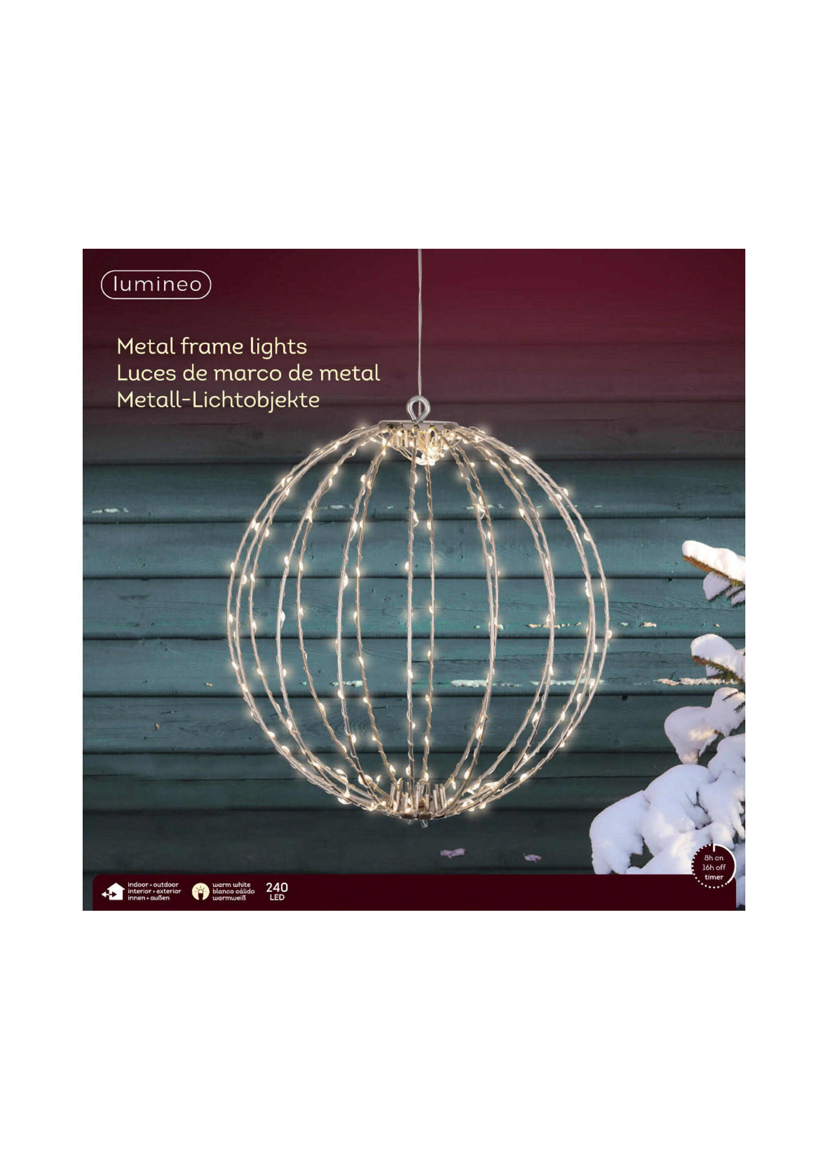 Lumineo Light Up White Wire Globe - Warm White 38cm 240 LED
