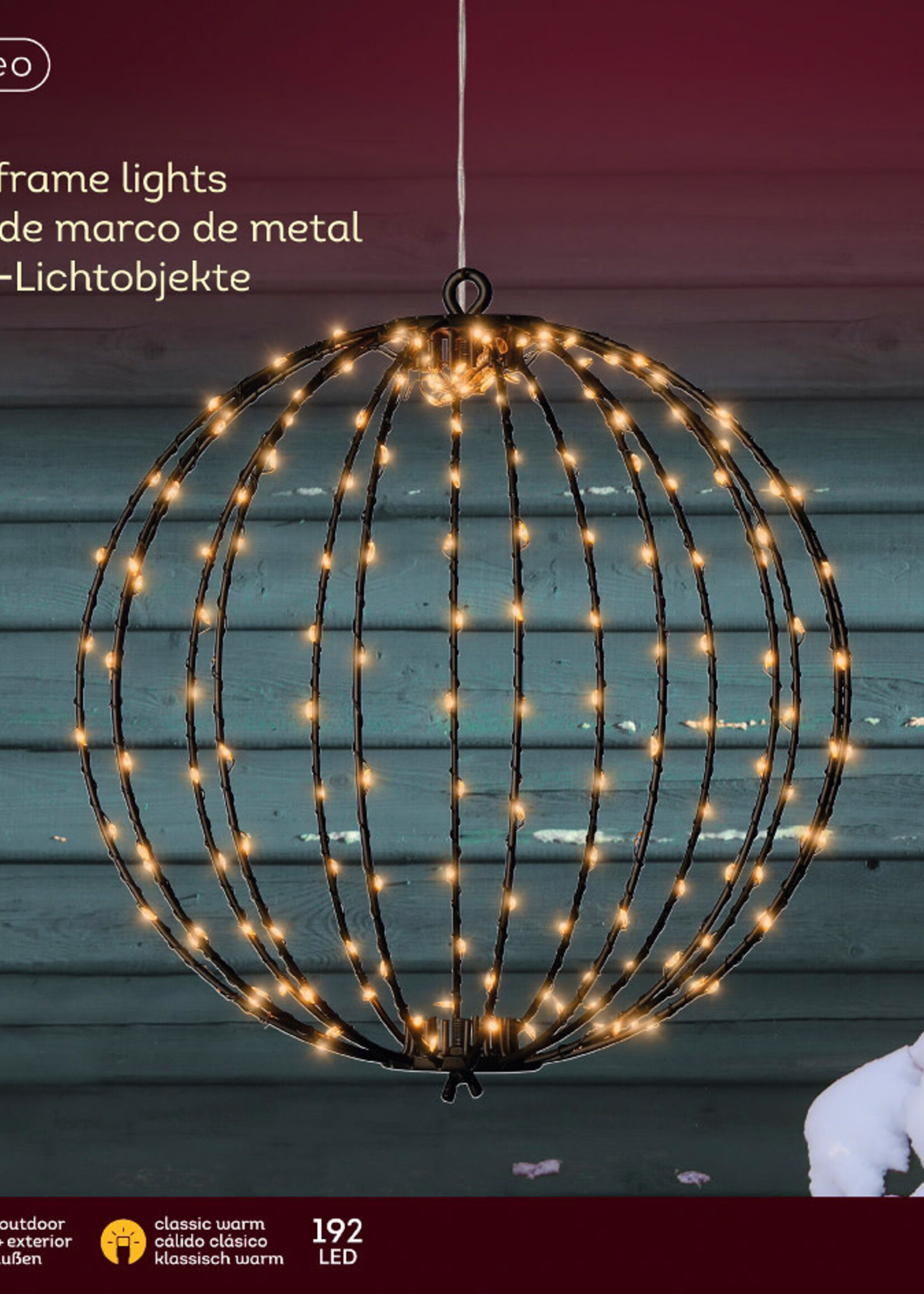 Lumineo Light Up Black Wire Globe - Classic Warm  28cm 192 LED