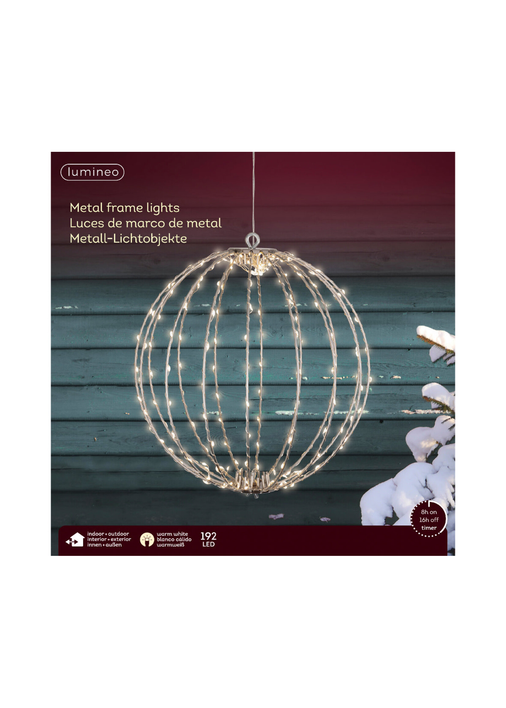 Lumineo Light Up White Wire Globe - Warm White 28cm 192 LED