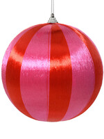 Pink and Red Striped Satin String Bauble 8cm