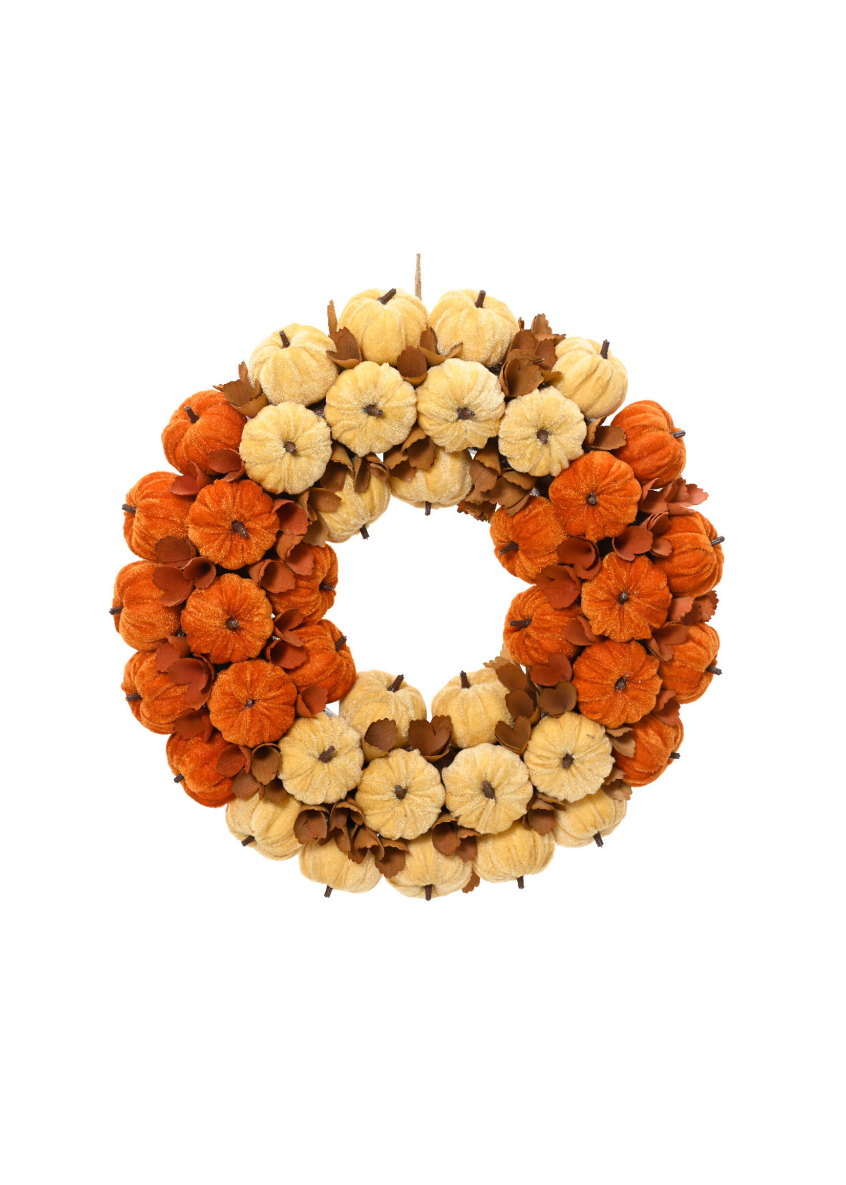 Decoris Velvet feel Pumpkin Wreath 44cm