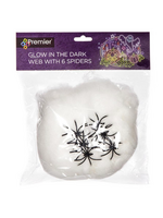 Premier Spider web Glow in the Dark With 6 Spiders  58g