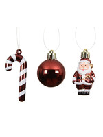 Decoris Red Bauble Mixed Set With Santa, Candy Cane and Bauble  -  10pk