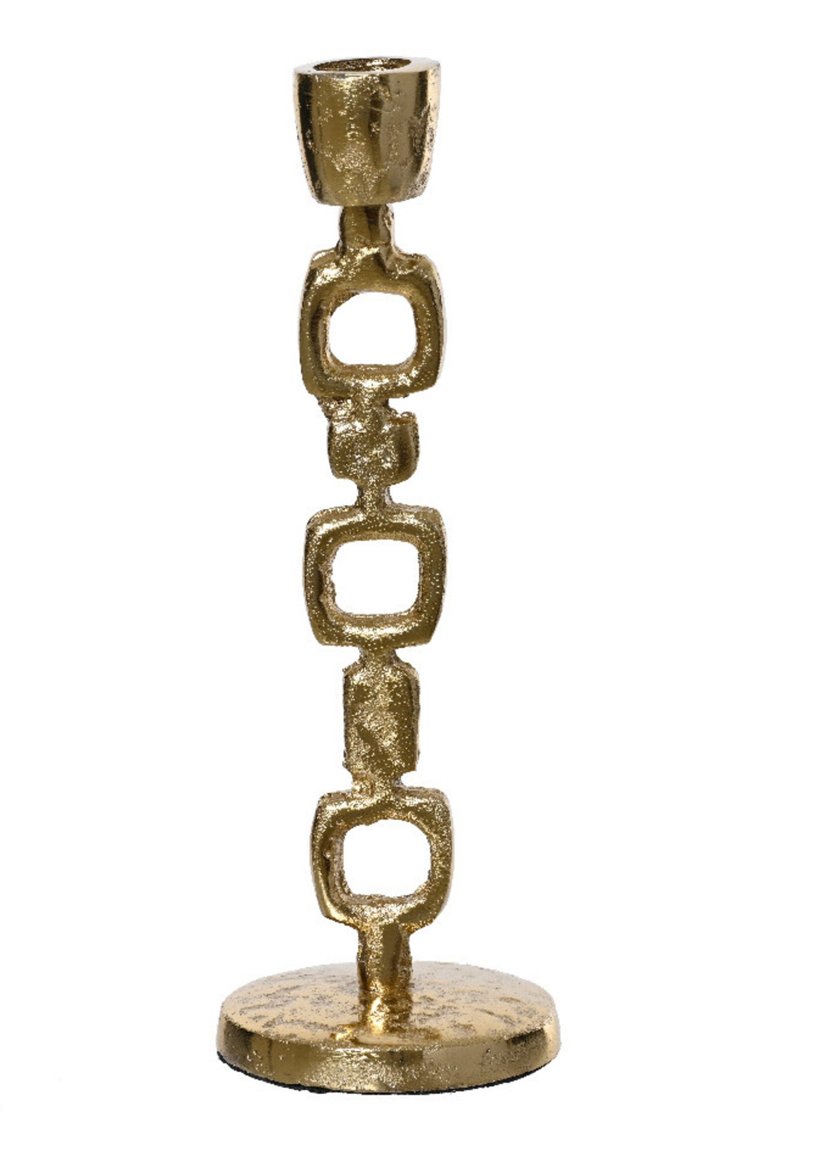 Gold coloured metal Dinner Candle Holder 24cm