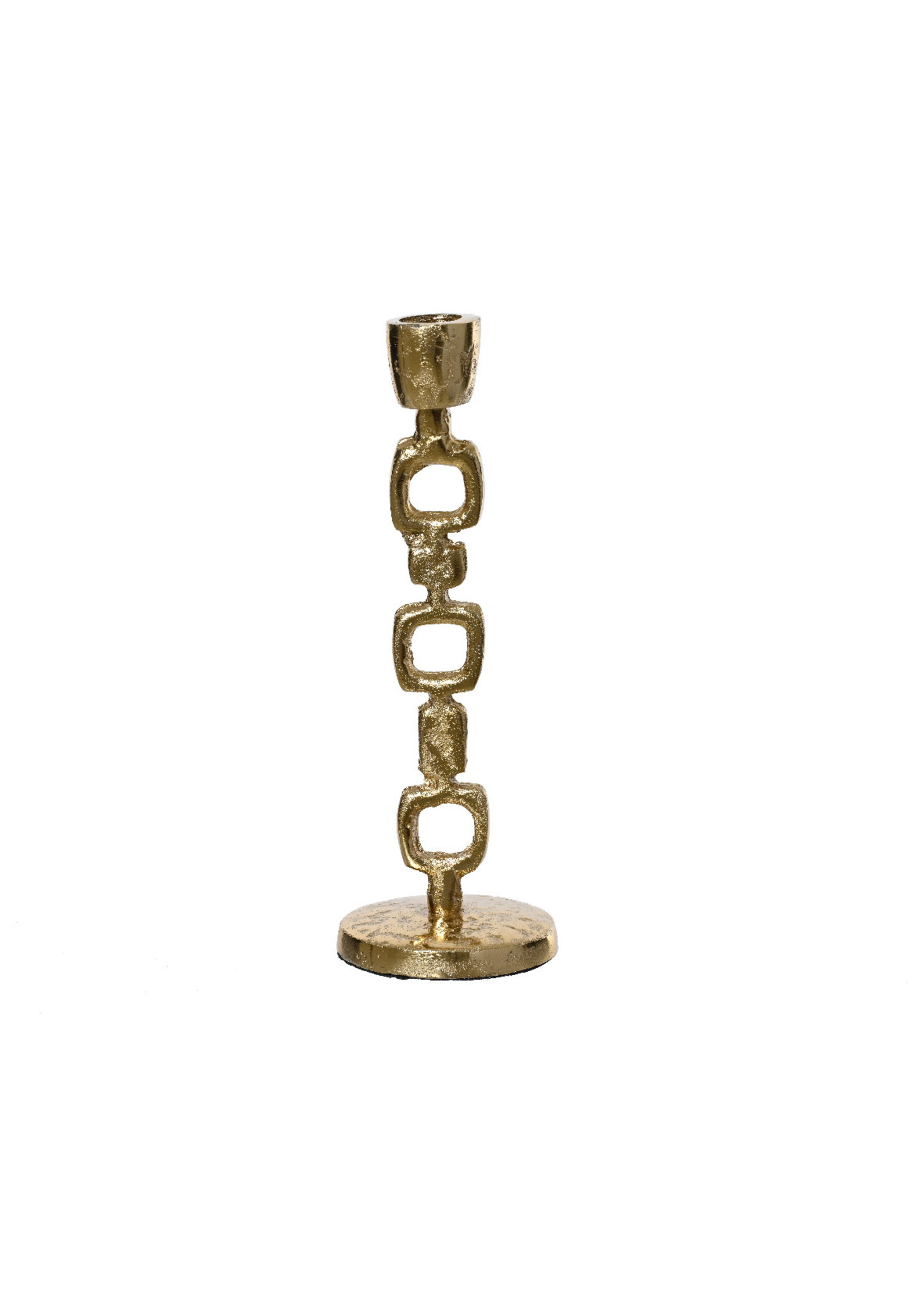 Gold coloured metal Dinner Candle Holder 24cm