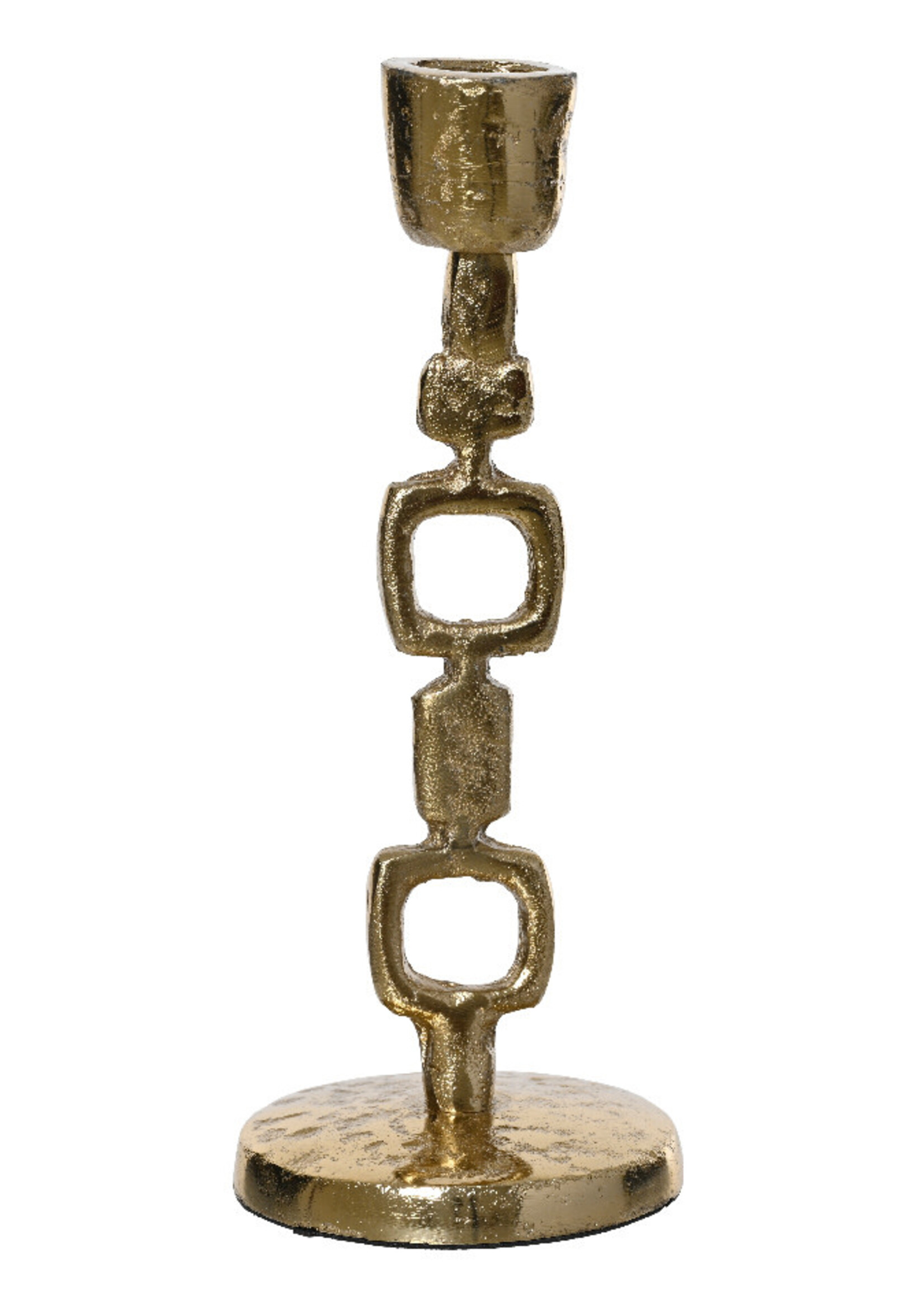 Gold coloured metal Dinner Candle Holder 20cm