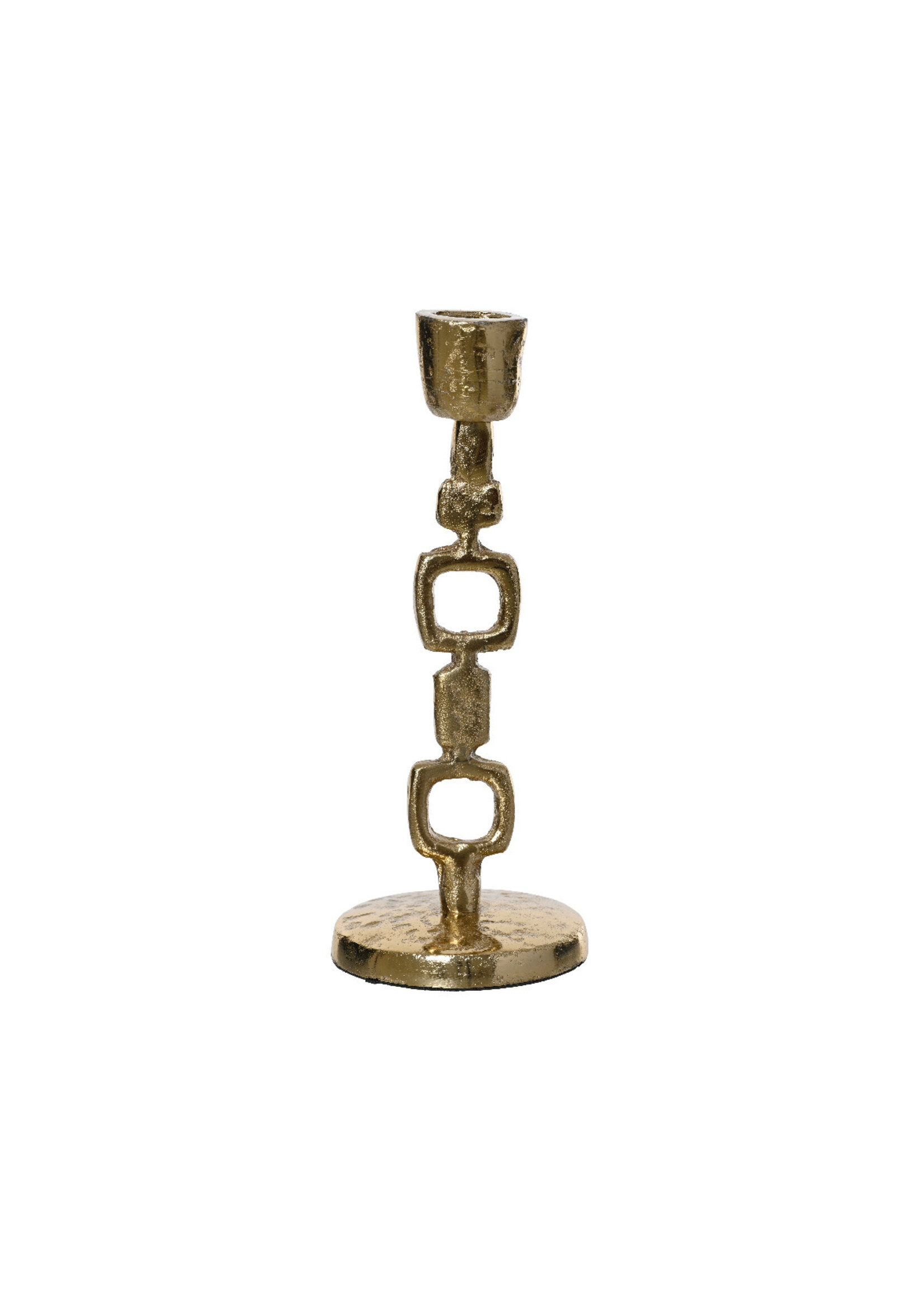 Gold coloured metal Dinner Candle Holder 20cm