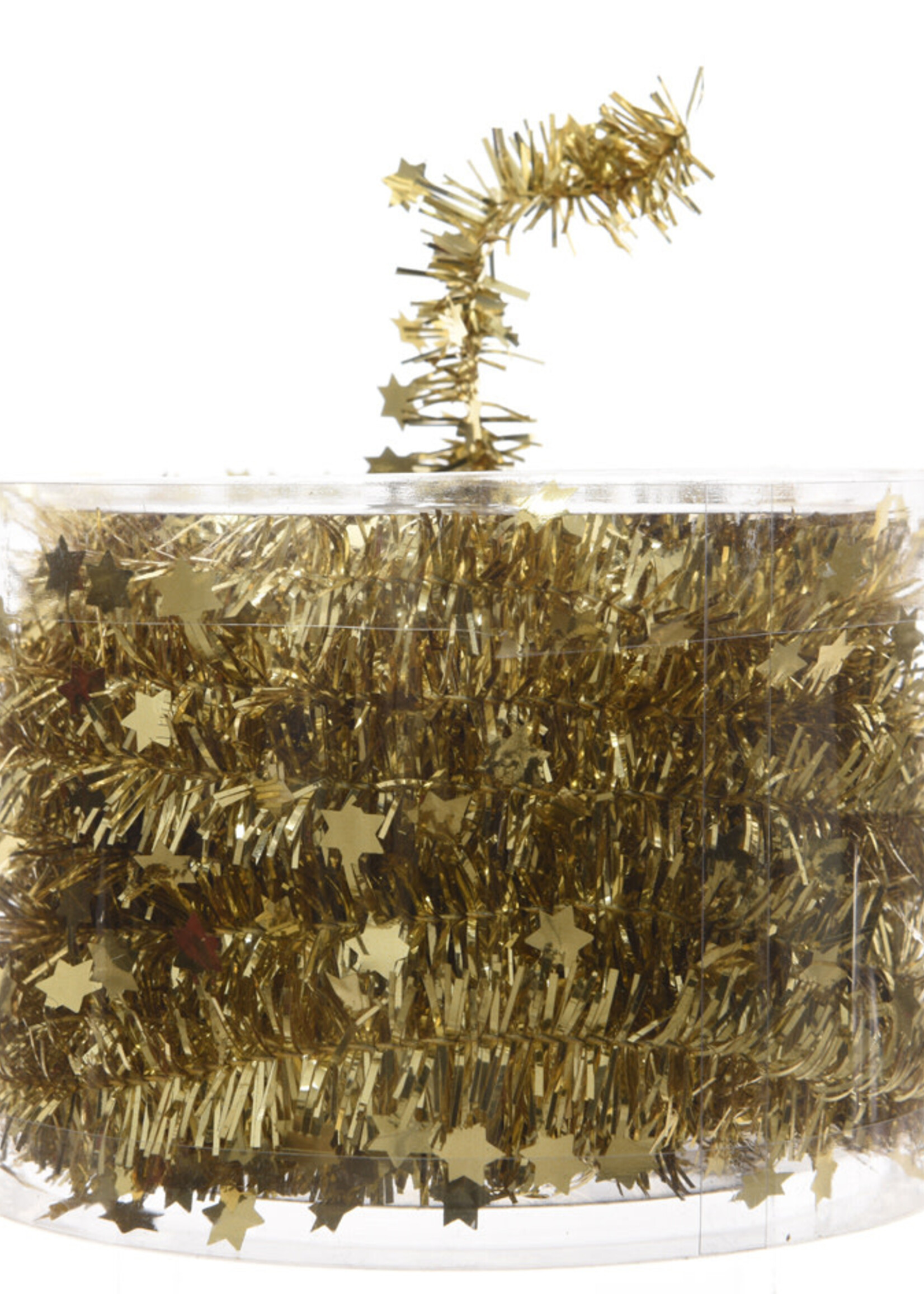 Gold coloured Tinsel Garland With Stars 7m x 3cm