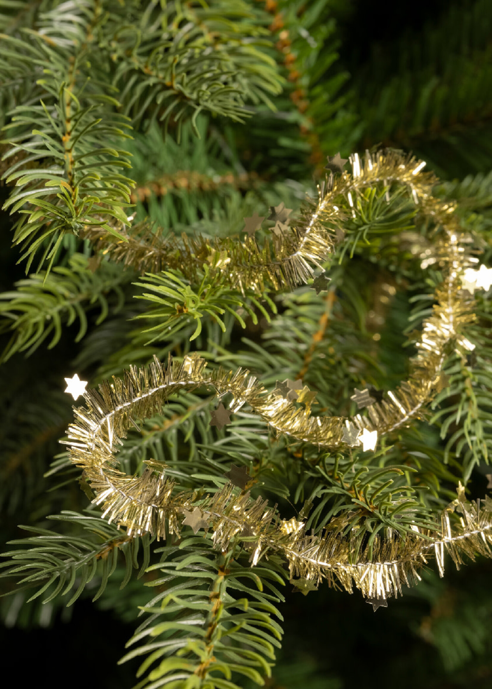 Gold coloured Tinsel Garland With Stars 7m x 3cm