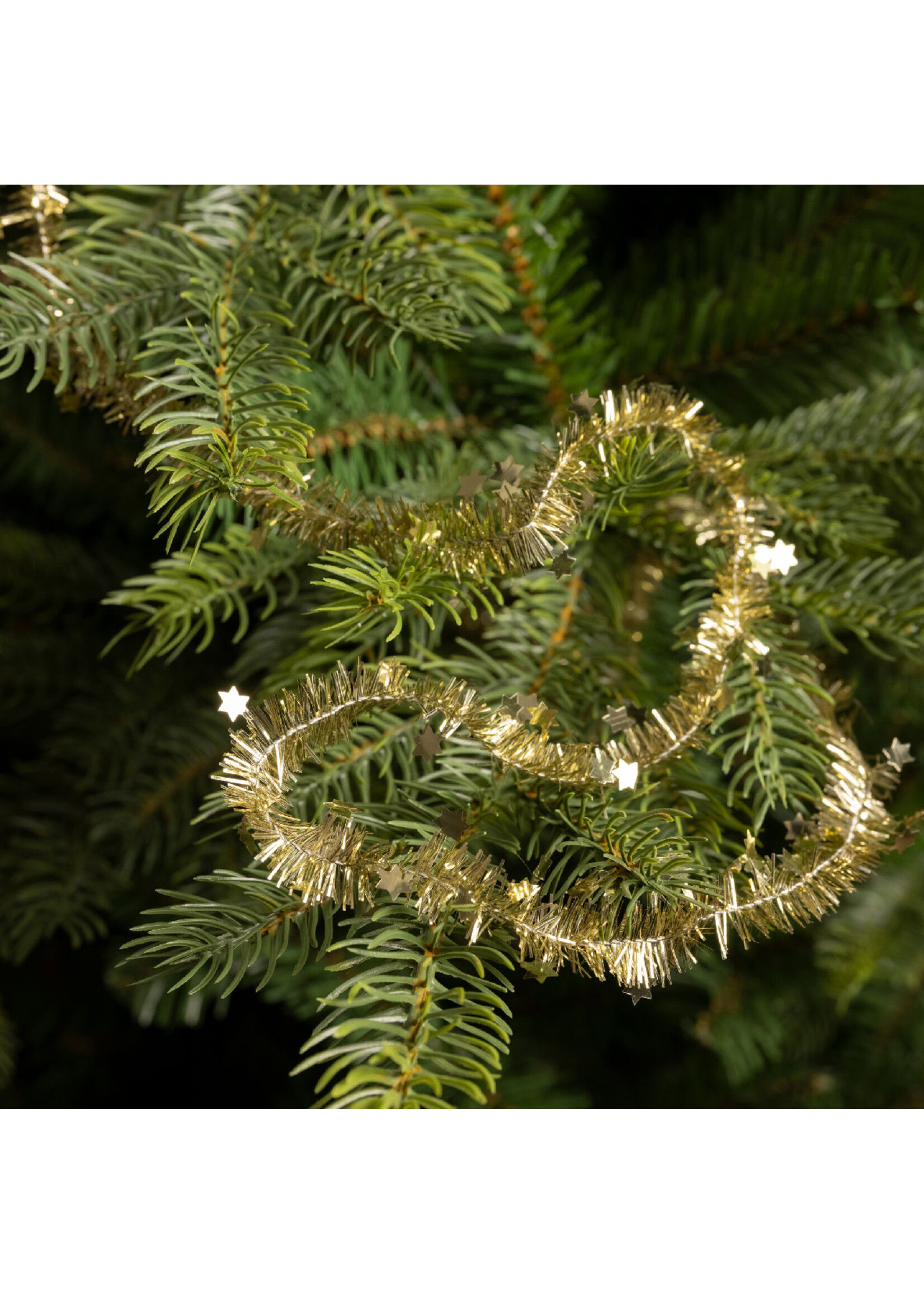 Gold coloured Tinsel Garland With Stars 7m x .3cm