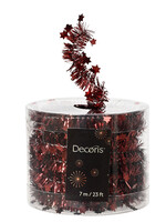 Oxblood Red Tinsel Garland With Stars 7m x 3cm