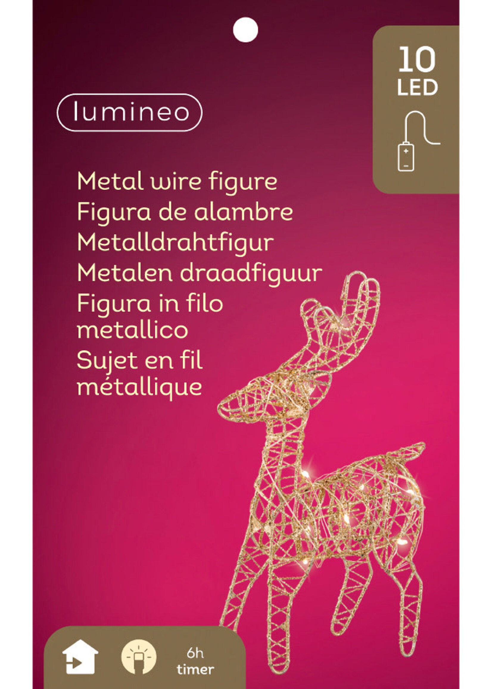 Lumineo Mini Wire Reindeer With LEDS Battery Indoor L.5cm W.12cm H.21cm