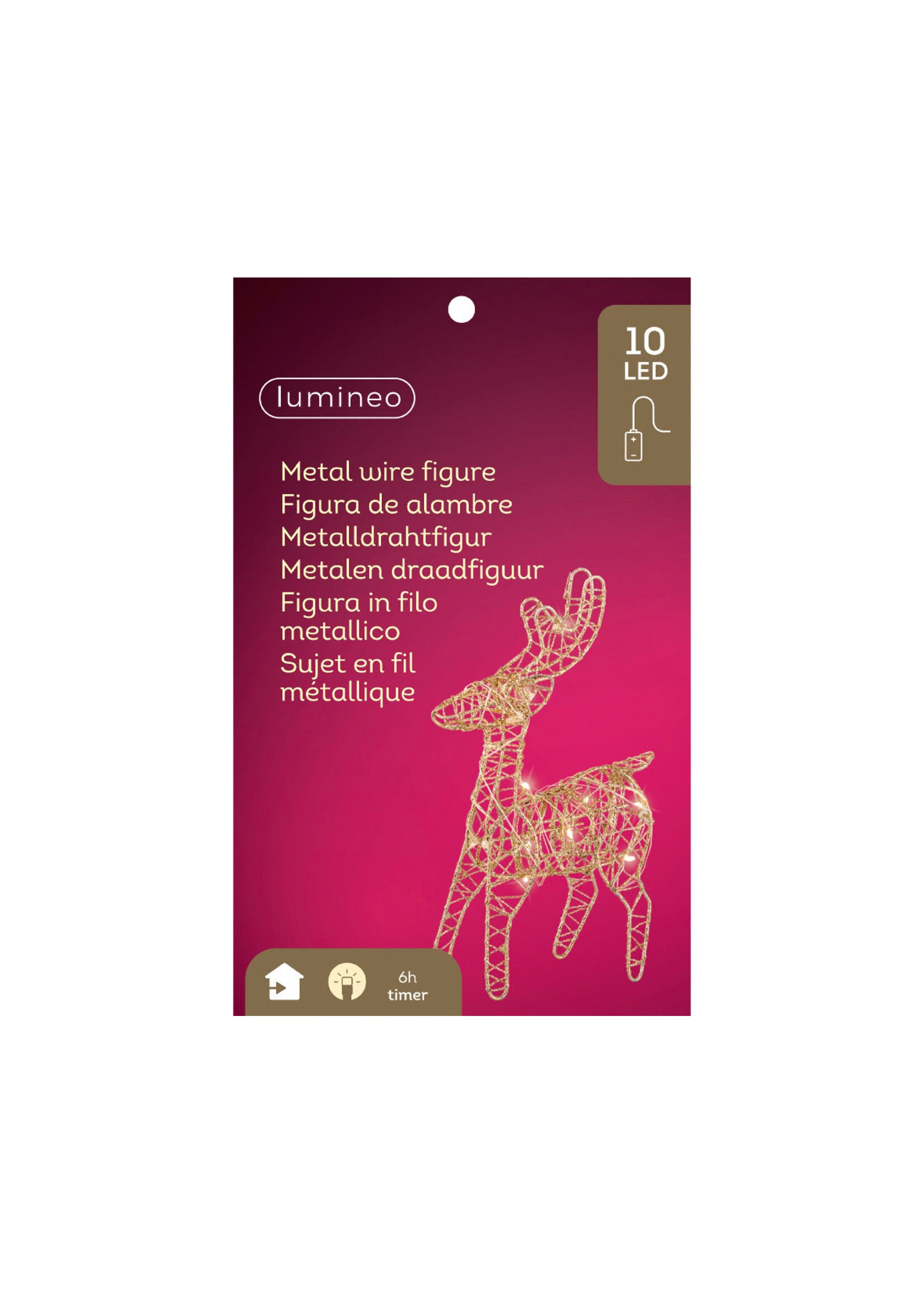 Lumineo Mini Wire Reindeer With Warm White LEDS Battery Indoor L.5cm W.12cm H.21cm