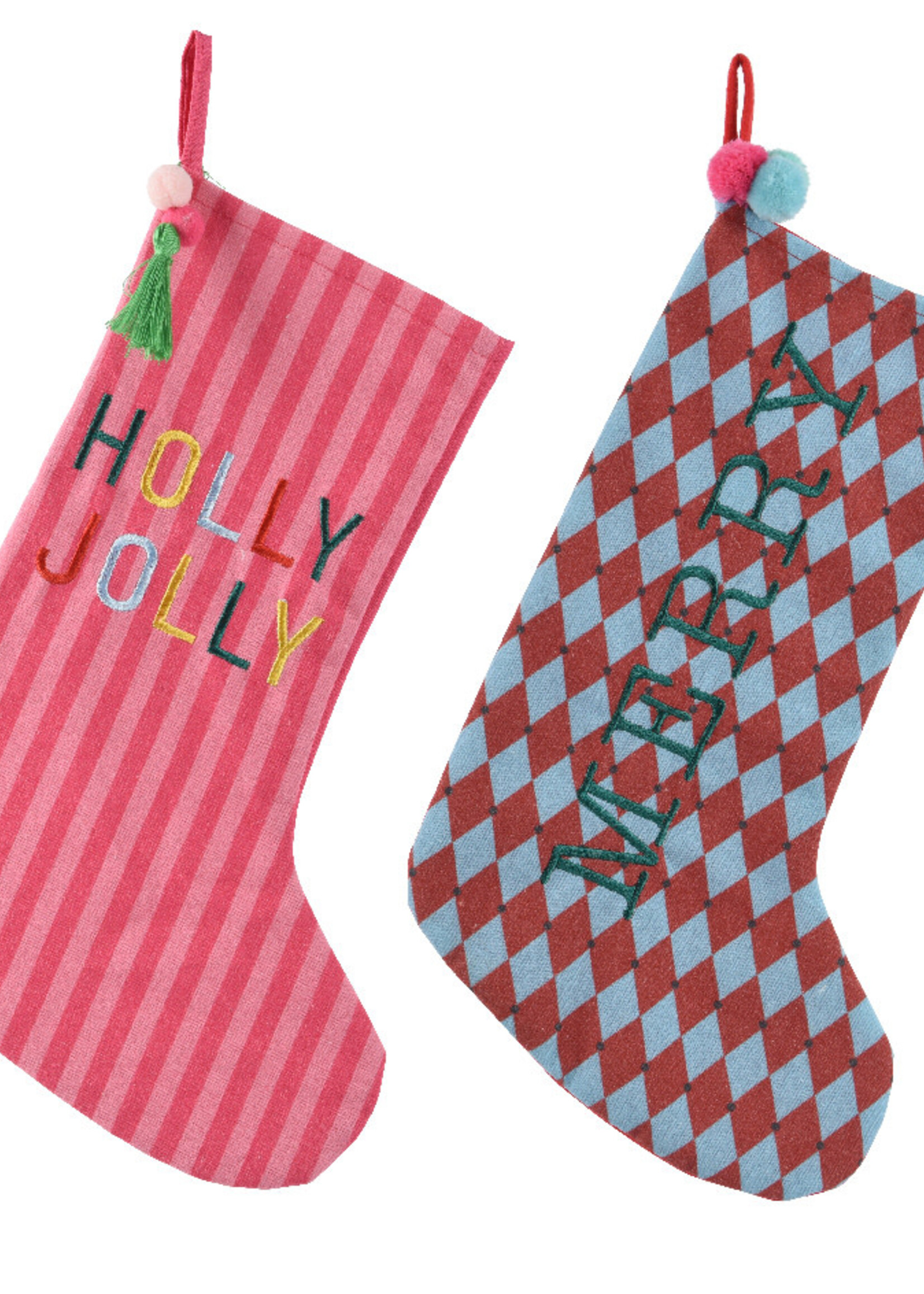 Decoris Stripe or Diamond Fun Stockings - Red, Pink, Blue Price is for one