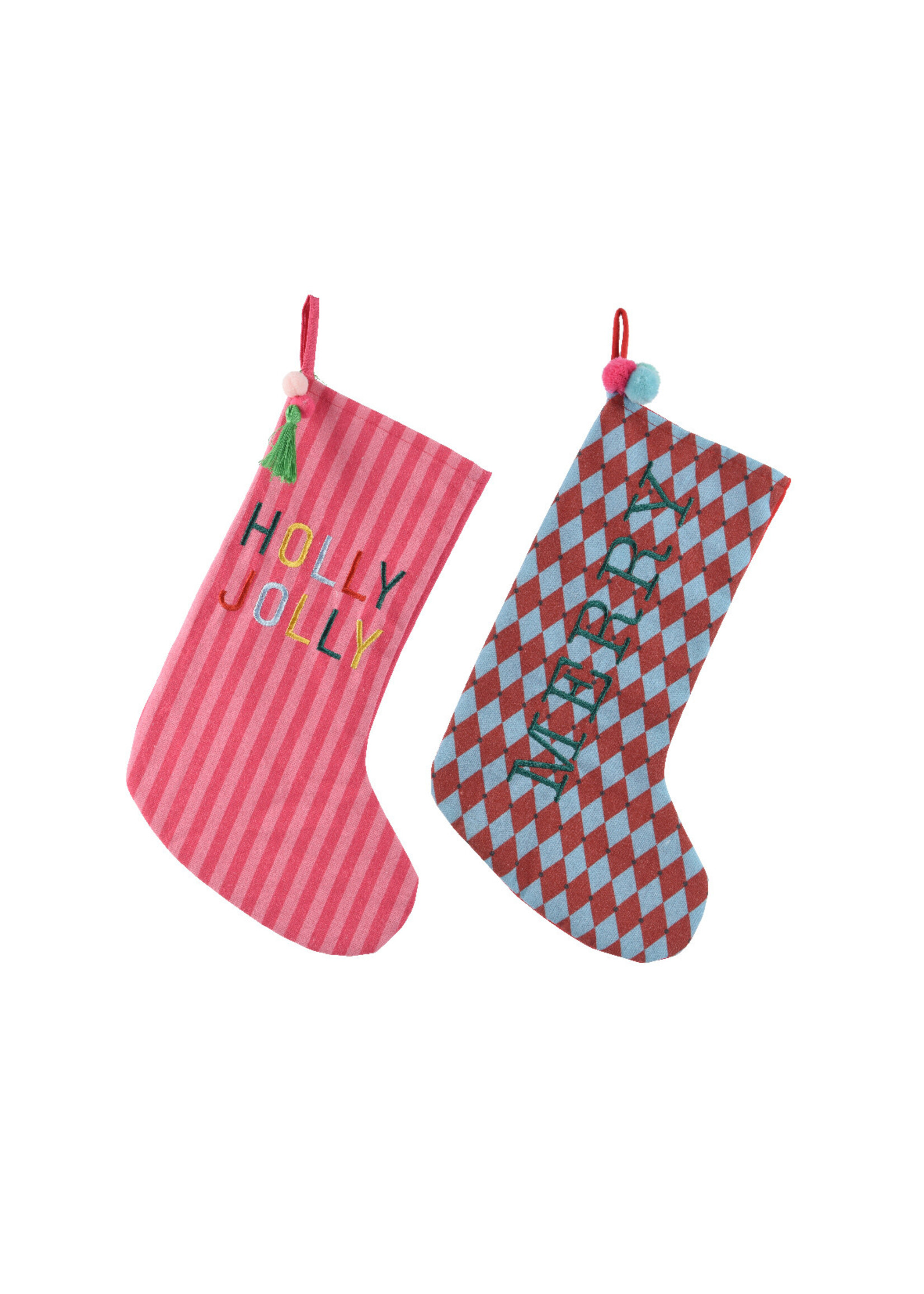 Decoris Stripe or Diamond Fun Stockings - Red, Pink, Blue Price is for one