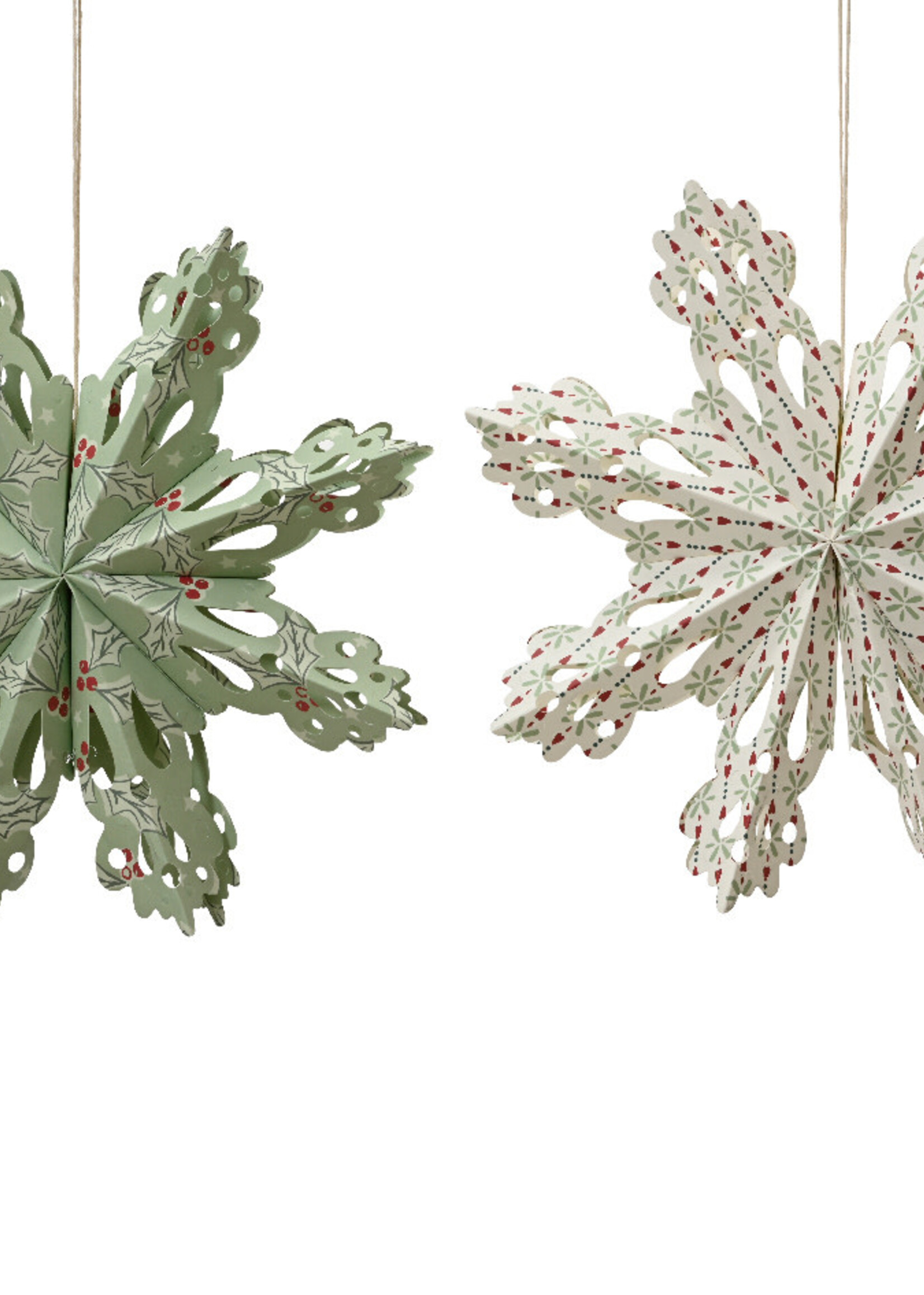 Decoris Paper Snowflake Hanging Decoration 28cm Green or White - Price is for one