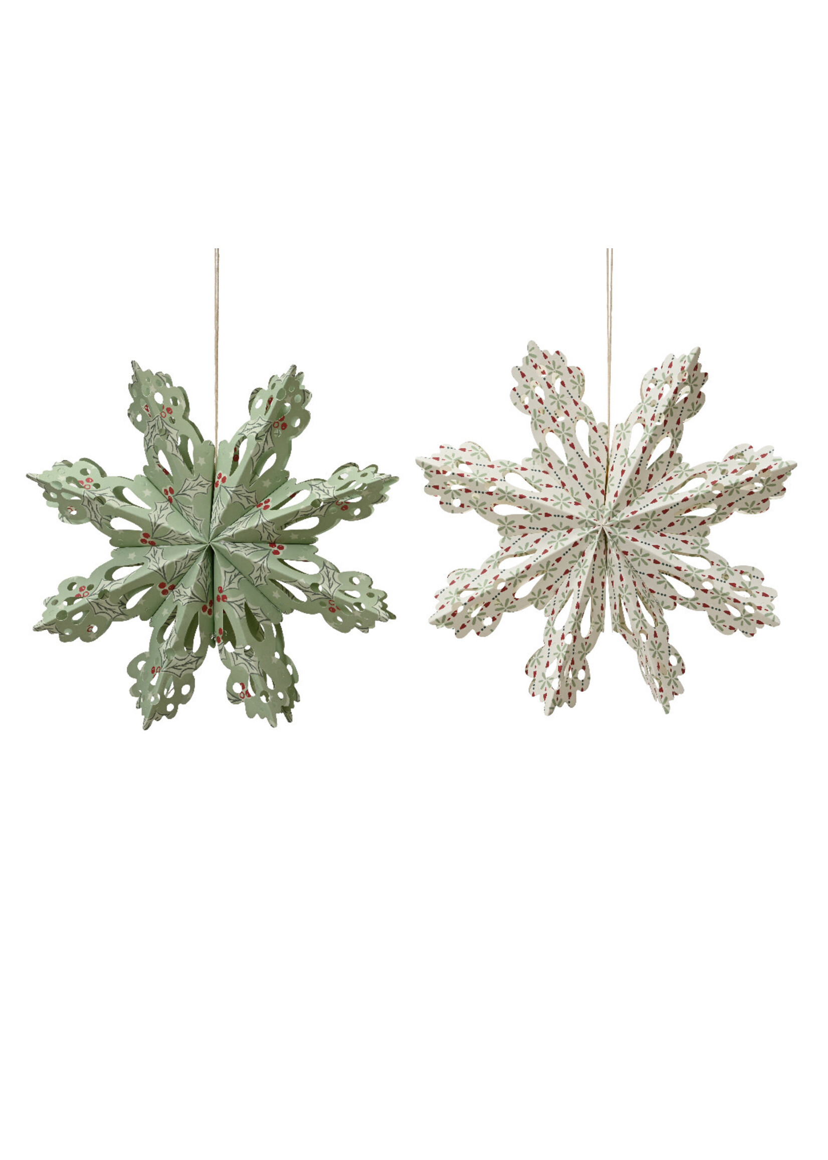 Decoris Paper Snowflake Hanging Decoration 28cm Green or White - Price is for one