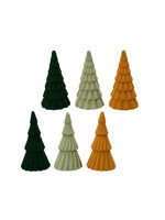Decoris Flocked Tree Greens or Yellow 16cm - Price is for one
