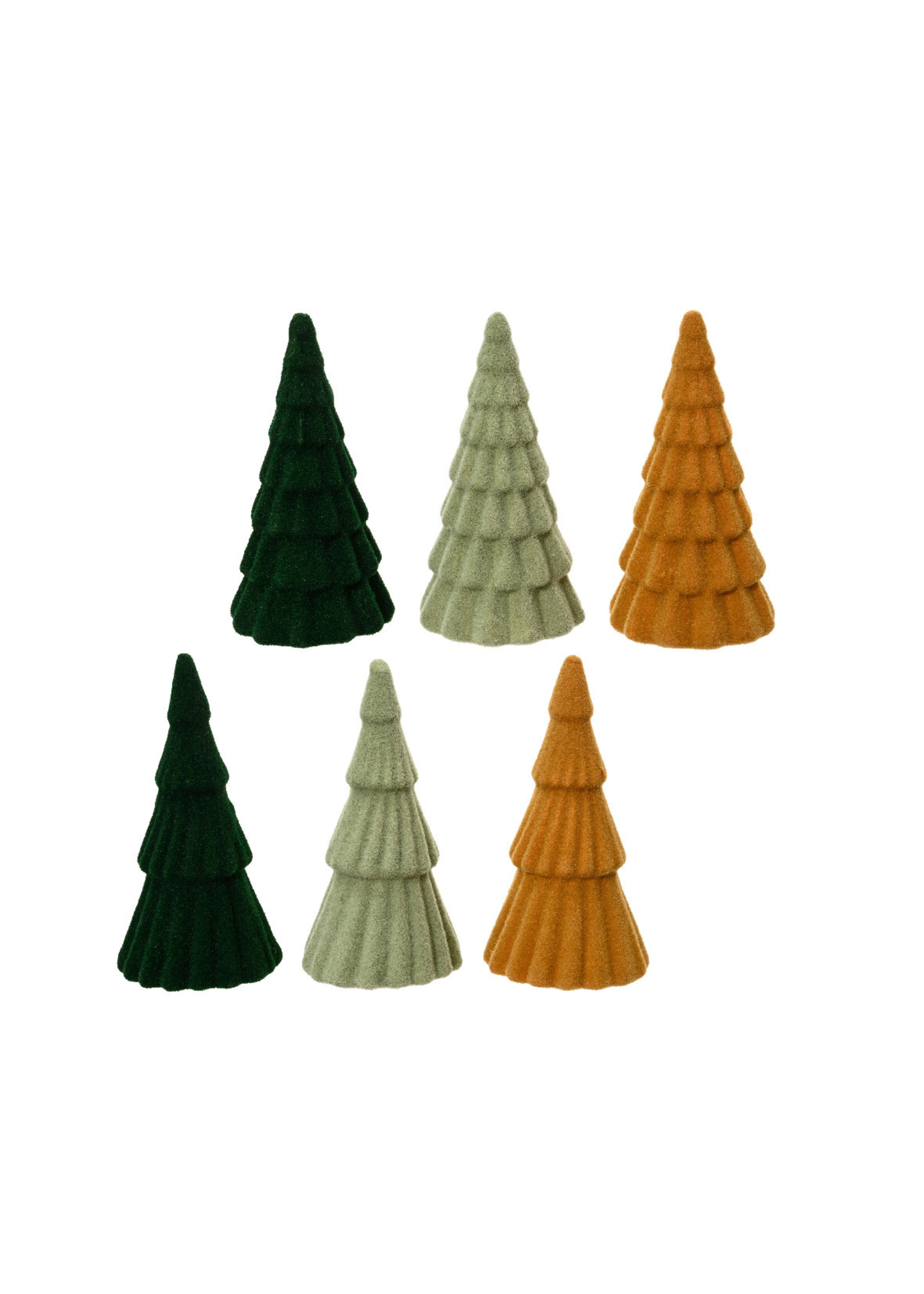 Decoris Flocked Tree Greens or Yellow 16cm - Price is for one