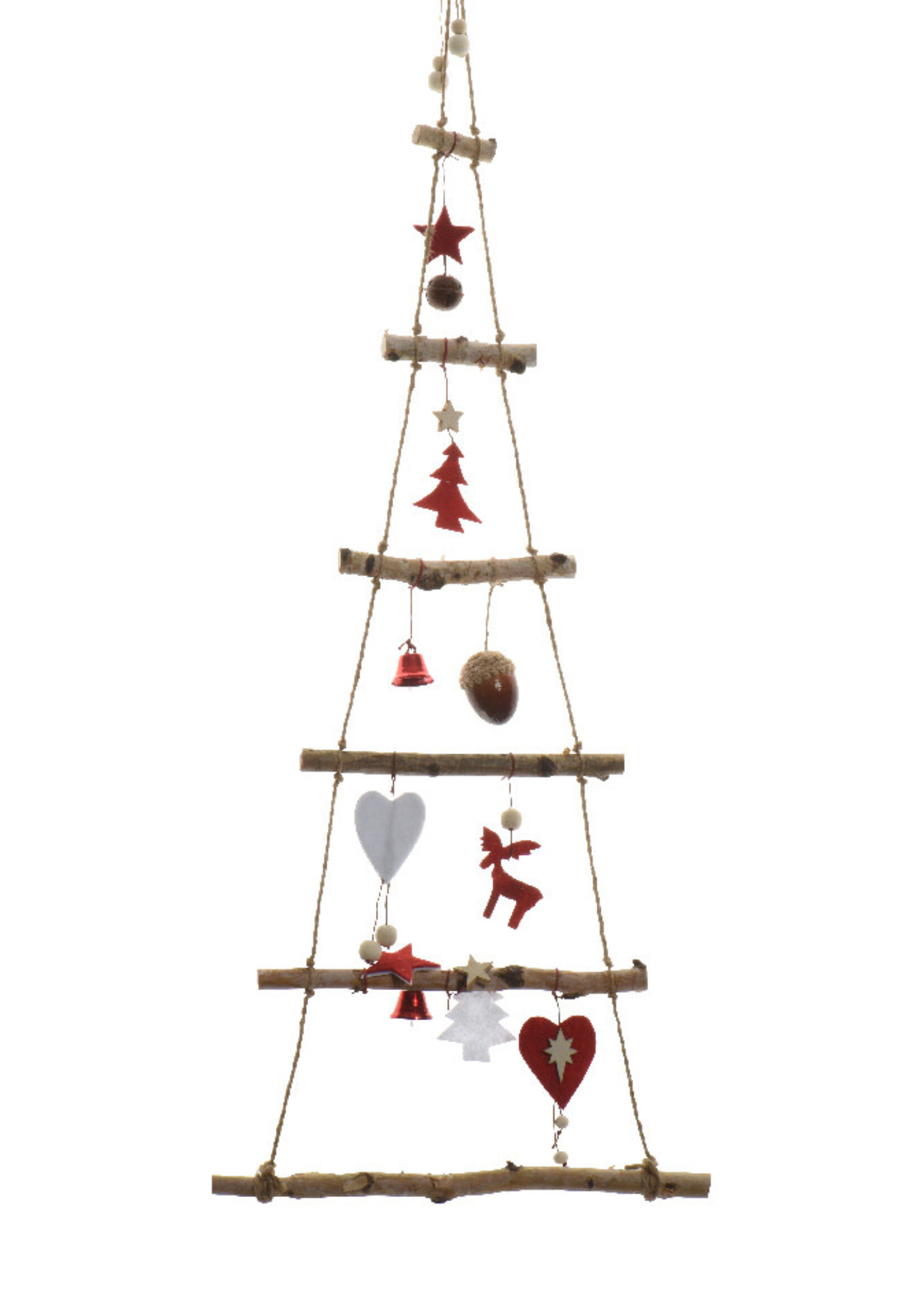 Decoris Hanging Tree Branch With Red Decorations 100cm