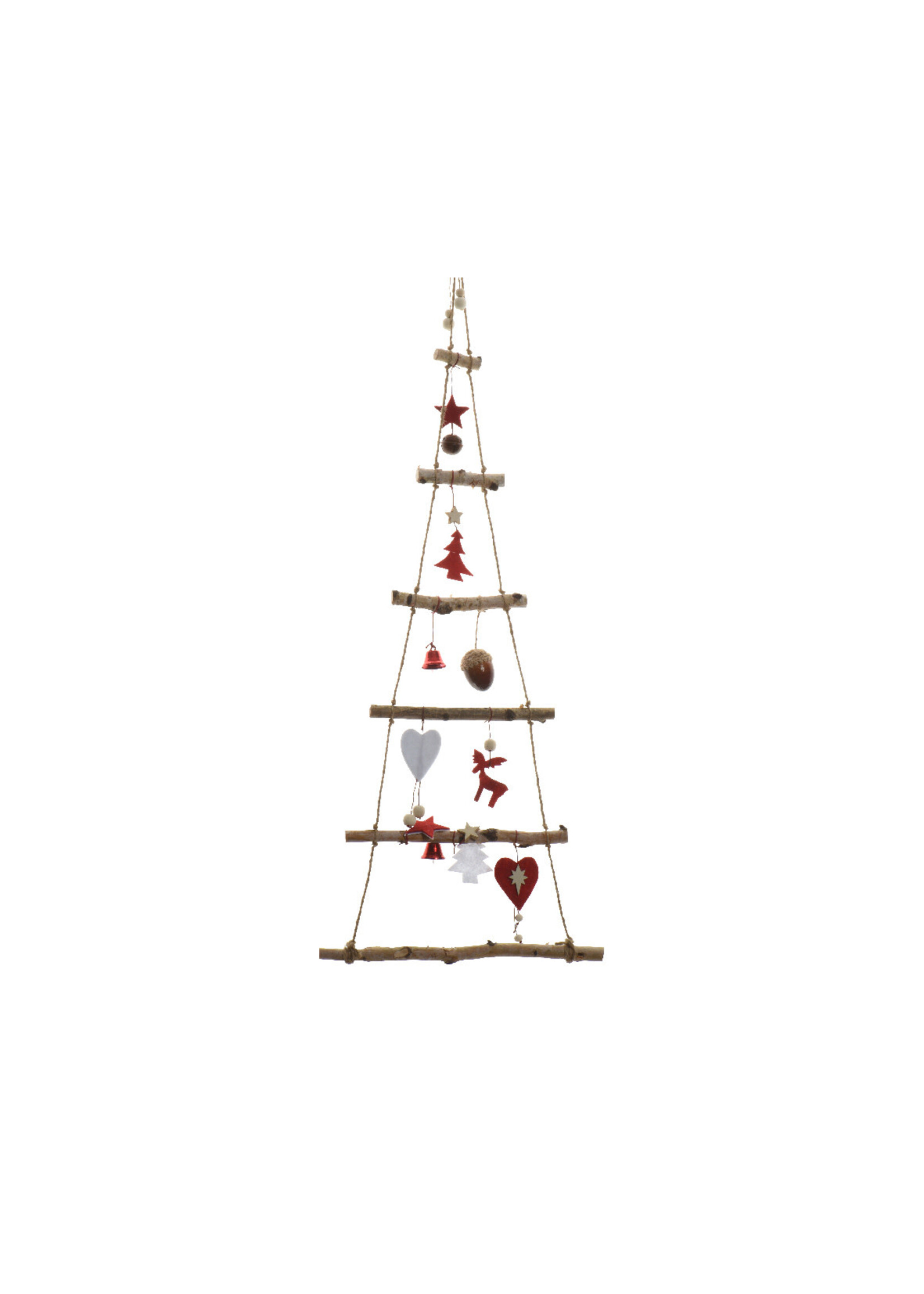 Decoris Hanging Tree Branch With Red Decorations 100cm