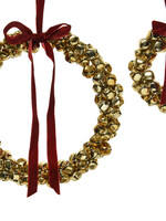 Decoris Bell Gold Wreath With Red Bow Large  25cm