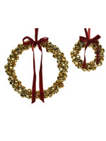 Decoris Bell Gold Wreath With Red Bow Large  25cm