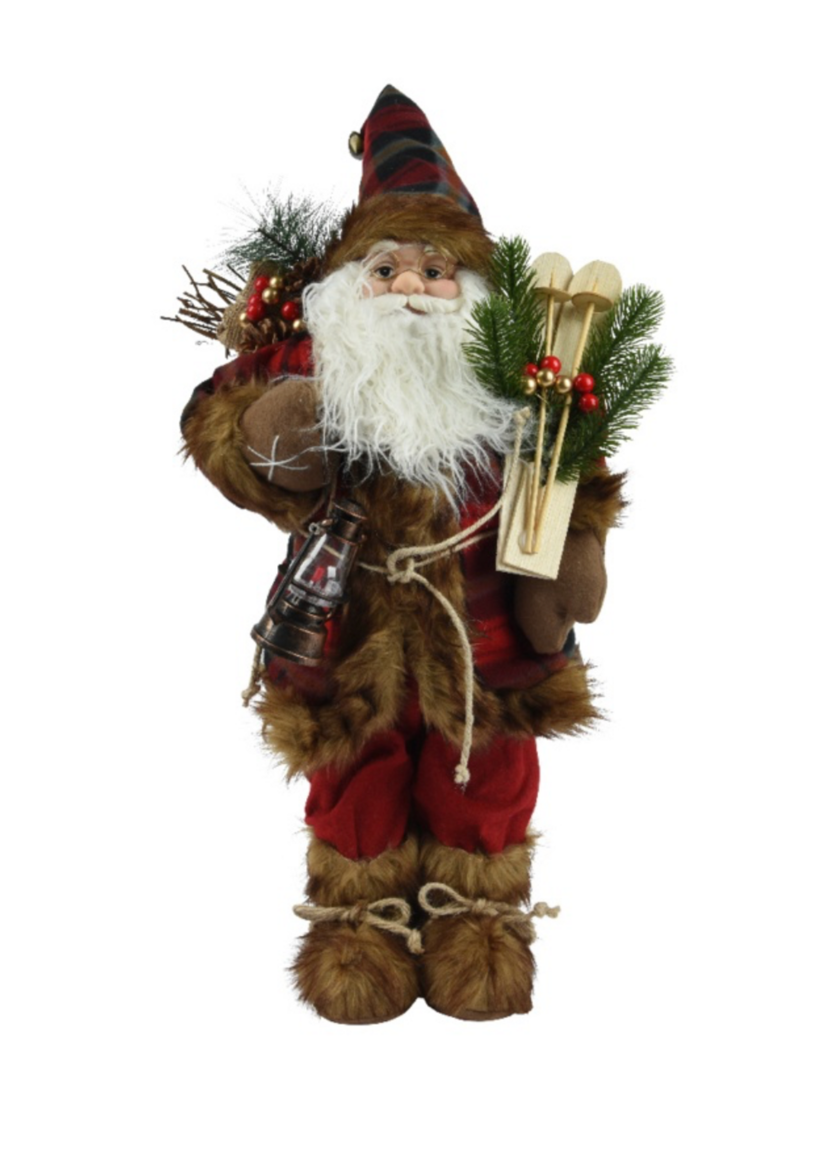 Decoris Standing Santa with skis sack and lantern 60cm (26x18x60cm)
