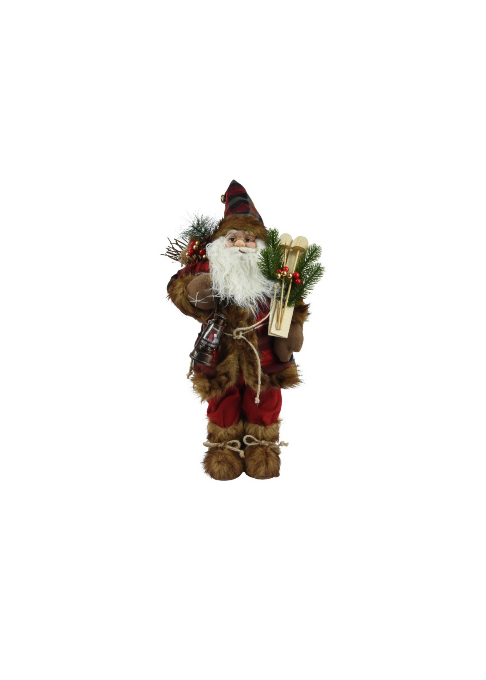 Decoris Standing Santa with skis sack and lantern 60cm (26x18x60cm)