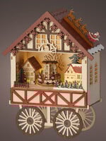 Lumineo Wooden Cart Scene  with motion 27cm