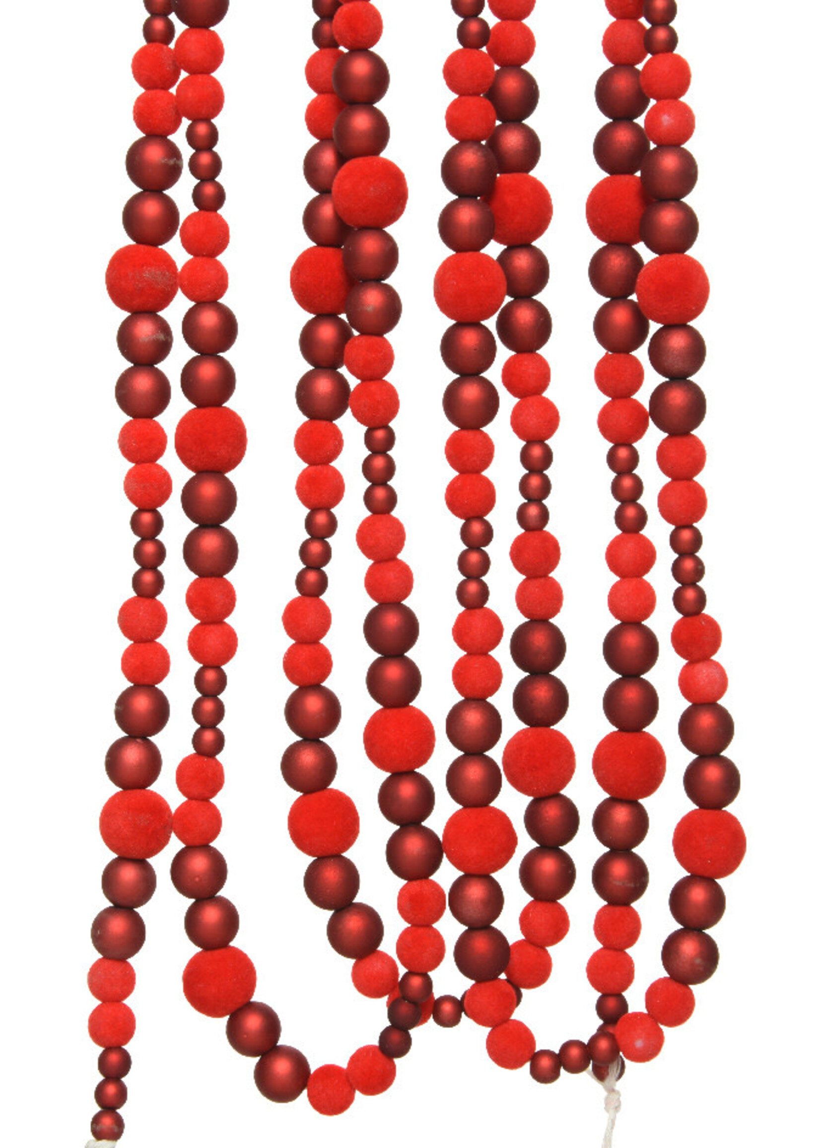 Decoris Red Bead Flocked  Garland  2.4m