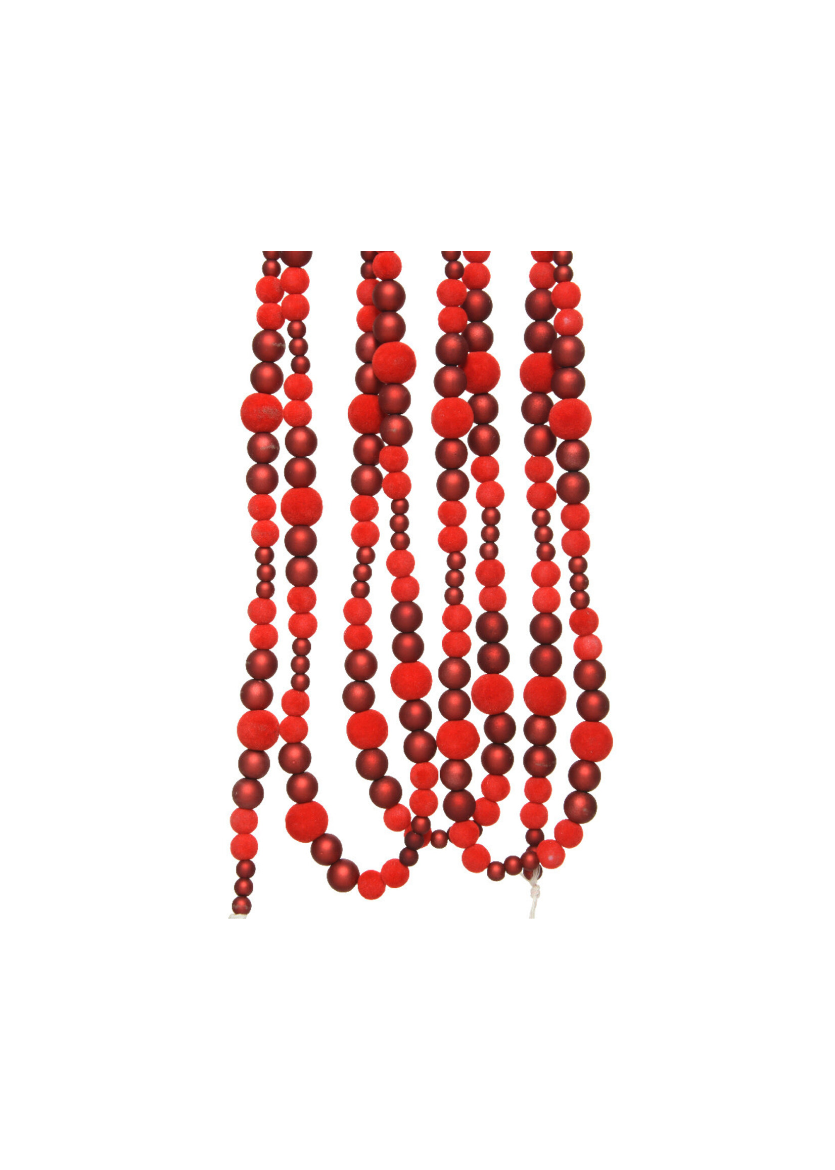 Decoris Red Bead Flocked  Garland  2.4m