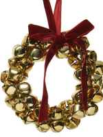 Decoris Bell Gold Wreath With Red Bow Small 13cm