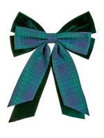 Premier Tartan and Emerald green velour bow 30cm