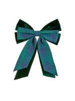 Premier Tartan and Emerald green velour bow 30cm
