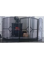 inglenook Stove / log burner fire guard with doors 81 x 71 x 60cm and diamond pattern