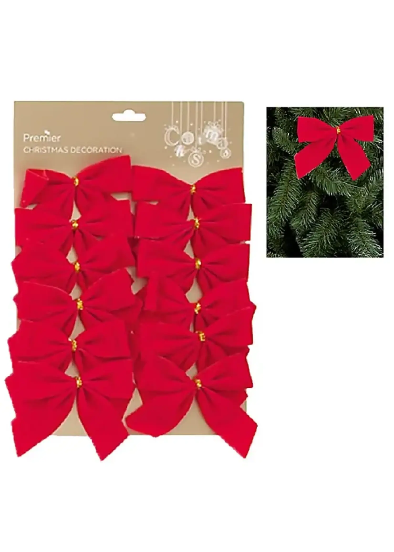 Premier Red Velvet Bows Card of 12