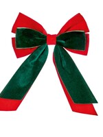Premier Red & Emerald Green Velour Bow  30cm