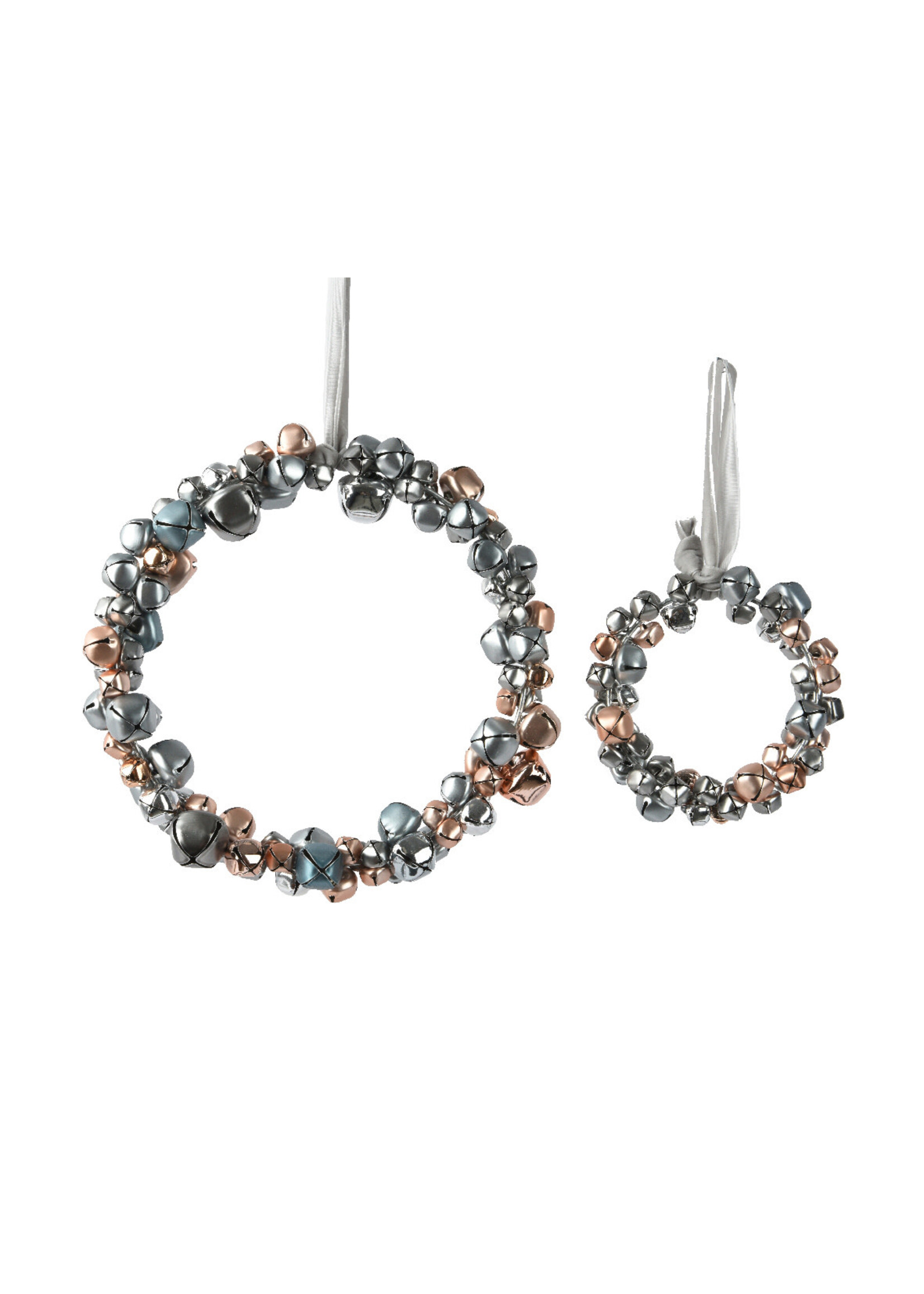 Decoris Bell Wreath Rosegold and Silver - Large 24cm