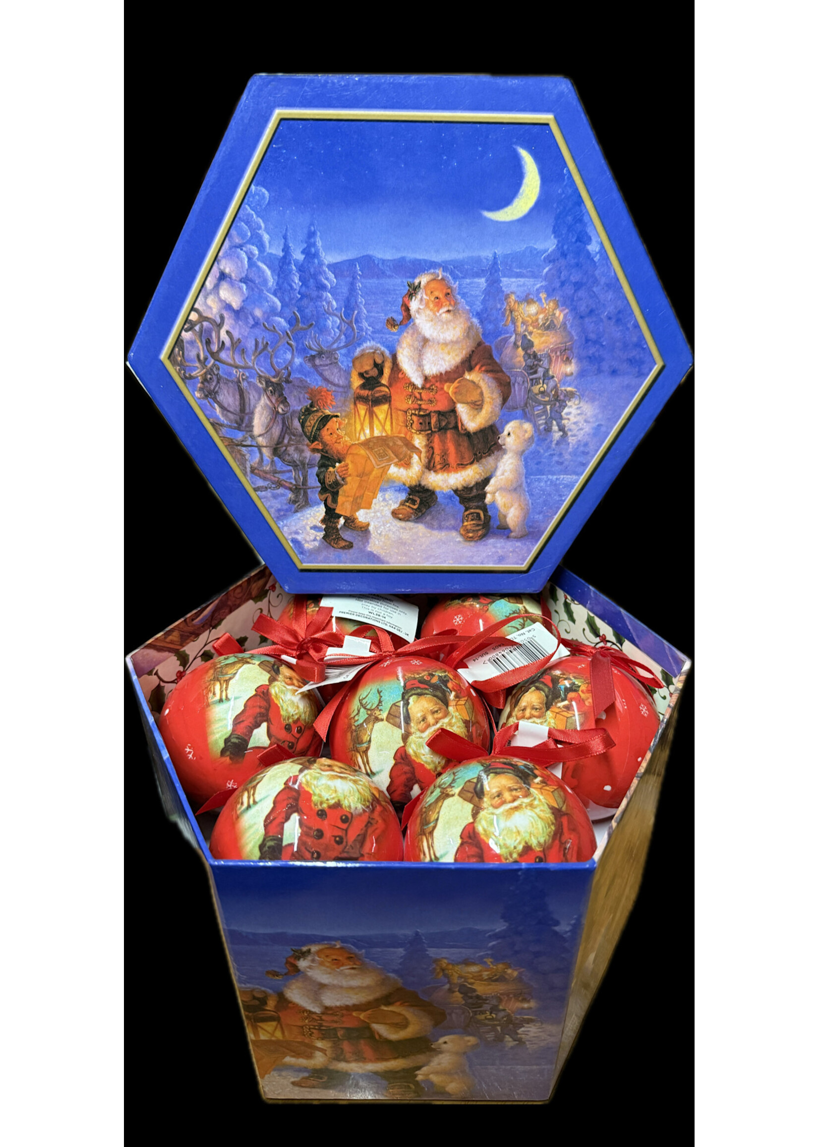 Box with Scene includes seven baubles - two designs (price is for one box)